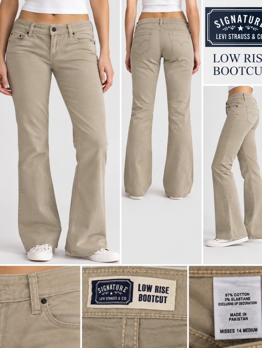 🤎 Levi’s Signature Low Rise Bootcut Khaki Jeans/Pants — Size 14 Medium